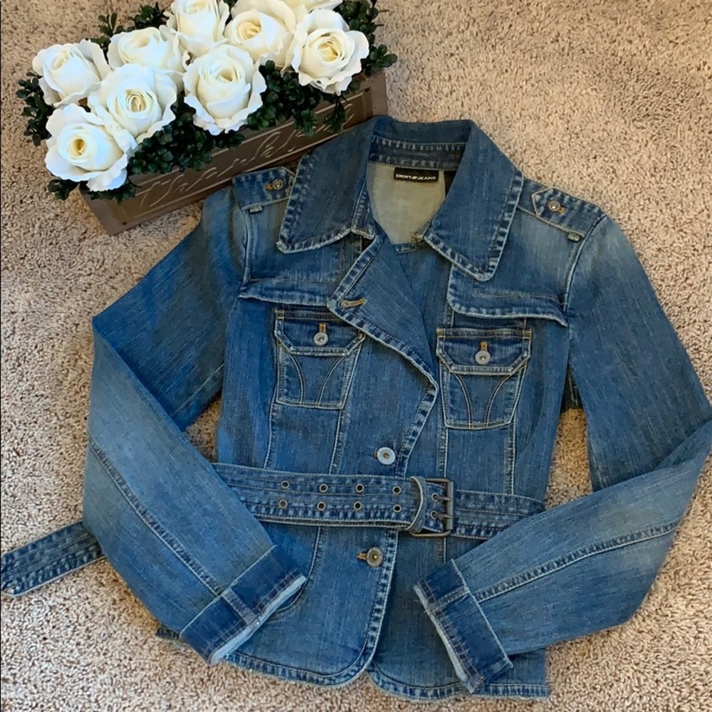 DKNY belted denim jacket size medium